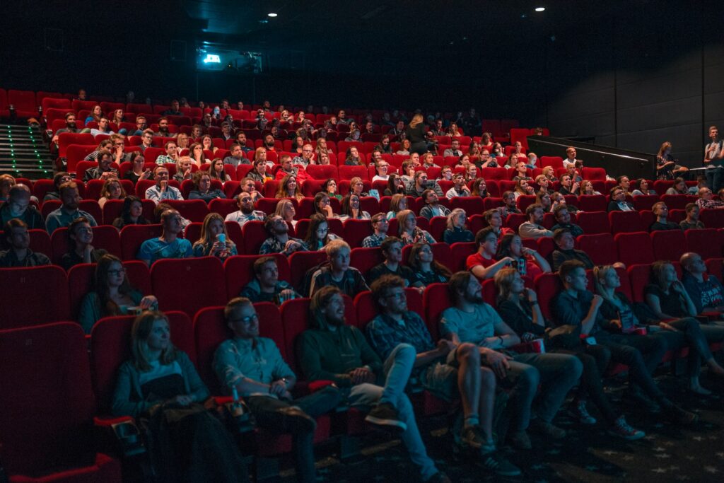 People watching movie in a theater