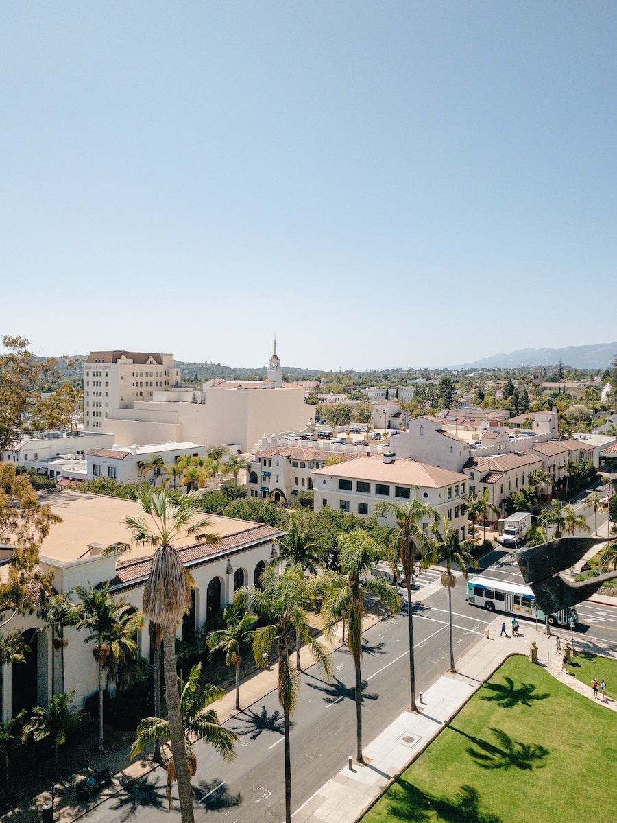 top view of road and houses in Santa Barbara